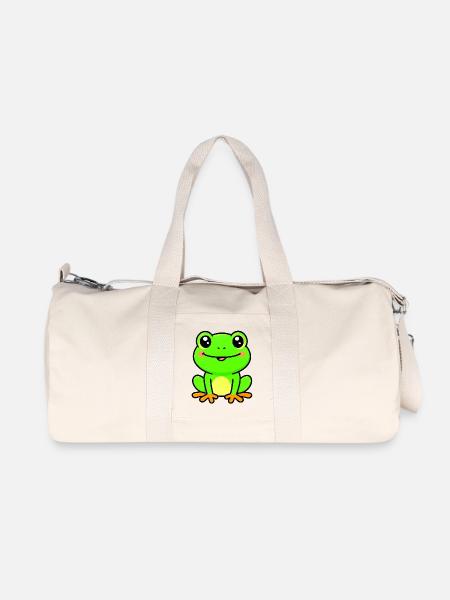 Heller Limettenfrosch-Anhänger - Recycelte Canvas-Sporttasche von Stanley/Stella - Naturweiß