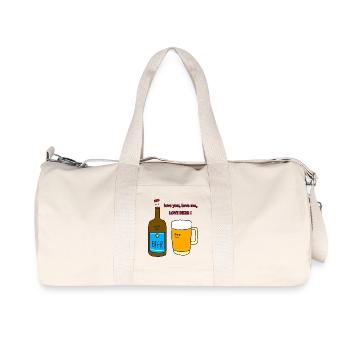 Love Beer Duo Happy Love Beer - Recycelte Canvas-Sporttasche von Stanley/Stella - Naturweiß - Vorne