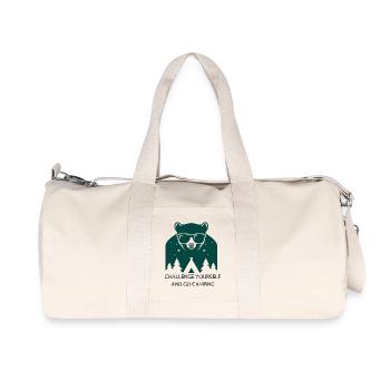 Fordere dich selbst heraus und geh campen - Recycelte Canvas-Sporttasche von Stanley/Stella - Naturweiß - Vorne