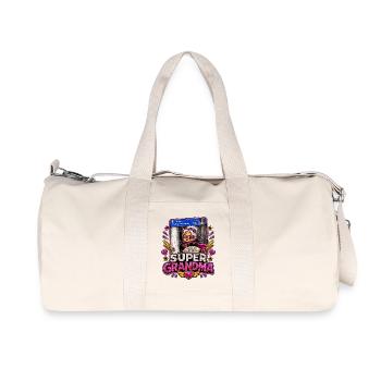 Super Grand-mère Argent sur la porte d’entrée - Mamie super-héroïne - Sac de sport en toile recyclée Stanley/Stella - blanc naturel - Devant