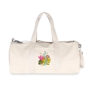  Faultier im Blumenstrauß - Recycelte Canvas-Sporttasche von Stanley/Stella - Naturweiß - Vorne