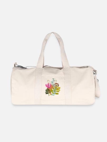  Faultier im Blumenstrauß - Recycelte Canvas-Sporttasche von Stanley/Stella - Naturweiß