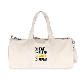 Essen, schlafen, arbeiten, wiederholen Symbole - Recycelte Canvas-Sporttasche von Stanley/Stella - Naturweiß - Vorne