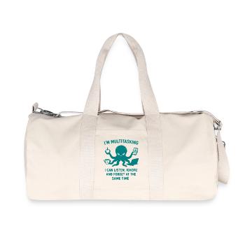 Multitasking Tintenfisch Humor - Recycelte Canvas-Sporttasche von Stanley/Stella - Naturweiß - Vorne