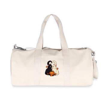 Zwei Katzen und ein Kürbis - Recycelte Canvas-Sporttasche von Stanley/Stella - Naturweiß - Vorne