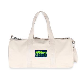 Seattle Skyline Leuchtgrün Silhouette - Recycelte Canvas-Sporttasche von Stanley/Stella - Naturweiß - Vorne