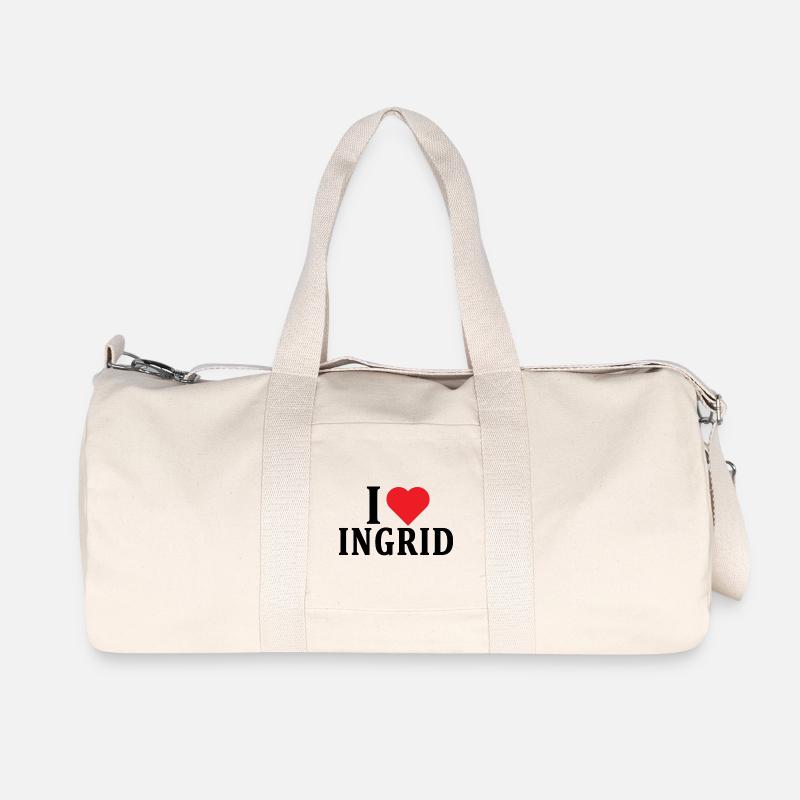 T-Shirt Ich liebe Ingrid T-Shirt Geschenkidee - Recycelte Canvas-Sporttasche von Stanley/Stella - Naturweiß