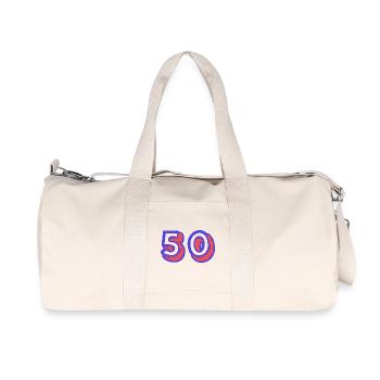 50. 50 ANS. 50e ANNIVERSAIRE. ANNIVERSAIRE 50 ANS. - Sac de sport en toile recyclée Stanley/Stella - blanc naturel - Devant