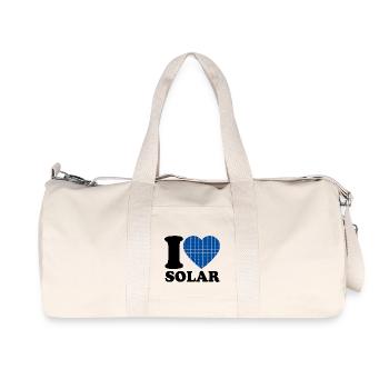 I Love Solar - Heart - Renewable Energy - Recycled Canvas Sports Bag by Stanley/Stella - natural - Front
