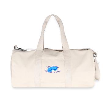 born_to_nap_forced_to_work_sleepy_eyes_blau - Sac de sport en toile recyclée Stanley/Stella - blanc naturel - Devant