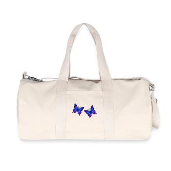Schmetterlinge Neonblau - Recycelte Canvas-Sporttasche von Stanley/Stella - Naturweiß - Vorne