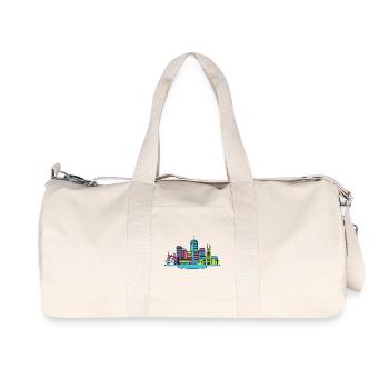 Perth City Skyline Glockenturm Moderne Linienzeichnung - Recycelte Canvas-Sporttasche von Stanley/Stella - Naturweiß - Vorne