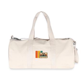 Cassette rétro 1976 en blocs colorés - Sac de sport en toile recyclée Stanley/Stella - blanc naturel - Devant