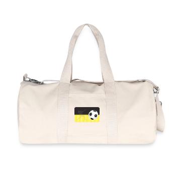 Football - noir jaune - joueur de football - Sac de sport en toile recyclée Stanley/Stella - blanc naturel - Devant