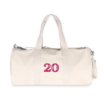 20. 20e ANNIVERSAIRE. ANNIVERSAIRE 20 ANS. 20 ANS. - Sac de sport en toile recyclée Stanley/Stella - blanc naturel - Devant
