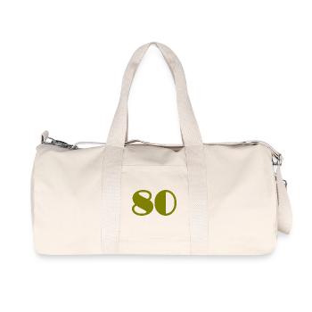 80. 80 JAHRE. 80. JUBILÄUM. 80-JAHRES-JUBILÄUM. - Recycelte Canvas-Sporttasche von Stanley/Stella - Naturweiß - Vorne