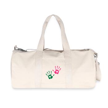 Herz Handabdruck - Recycelte Canvas-Sporttasche von Stanley/Stella - Naturweiß - Vorne