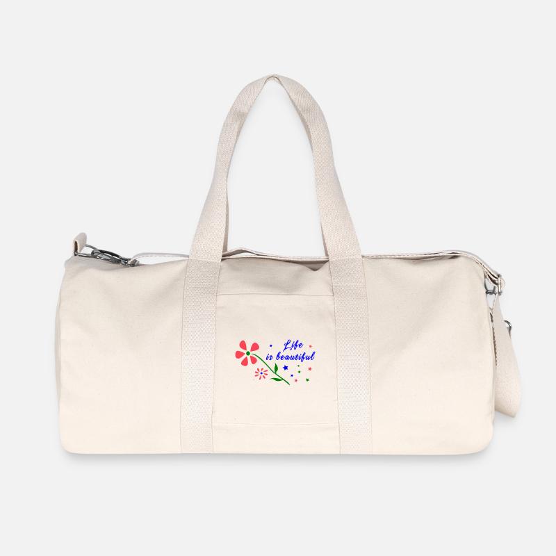 life is beautiful, Blumen - Recycelte Canvas-Sporttasche von Stanley/Stella - Naturweiß