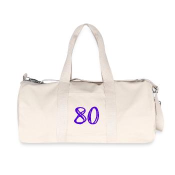 80 JAHRE. 80-JÄHRIGES JUBILÄUM. GEBURTSTAG 80 JAHRE. 80 - Recycelte Canvas-Sporttasche von Stanley/Stella - Naturweiß - Vorne