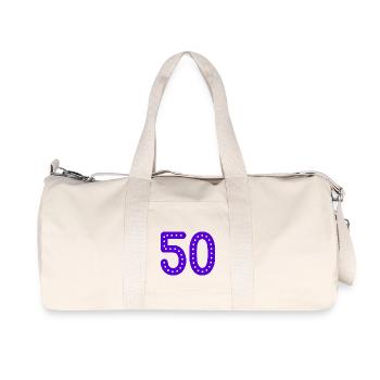 50 YEARS. 50th ANNIVERSARY. BIRTHDAY 50 YEARS. 50 - Recycled Canvas Sports Bag by Stanley/Stella - natural - Front