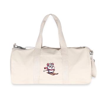 Cute hamster skiing in cartoon style - Recycled Canvas Sports Bag by Stanley/Stella - natural - Front