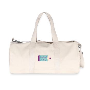 Crayon - mint purple with flowers - school child - Recycled Canvas Sports Bag by Stanley/Stella - natural - Front