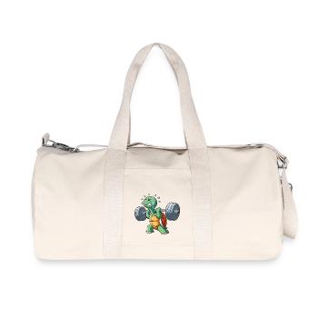 Funny Turtle Fitness Workout Exhausting - Recycled Canvas Sports Bag by Stanley/Stella - natural - Front