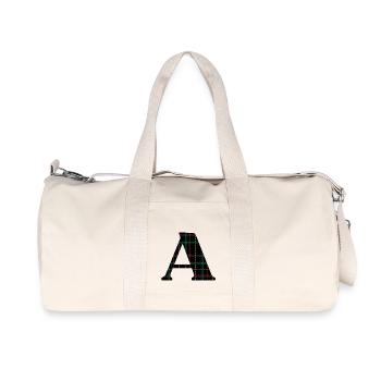 Schottisches Tartan-Monogramm - Recycelte Canvas-Sporttasche von Stanley/Stella - Naturweiß - Vorne