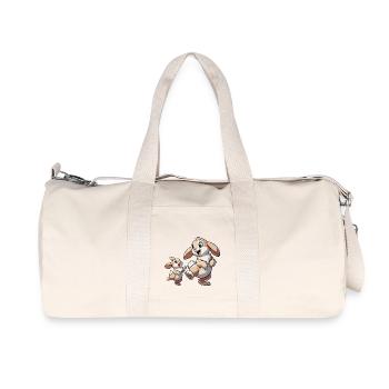 Rabbit mother with child frolicking brown - Recycled Canvas Sports Bag by Stanley/Stella - natural - Front
