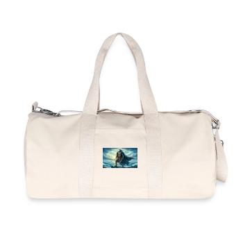 Beowulf stellt sich dem Schicksal, das auf ihn wartet, nordische Saga - Recycelte Canvas-Sporttasche von Stanley/Stella - Naturweiß - Vorne