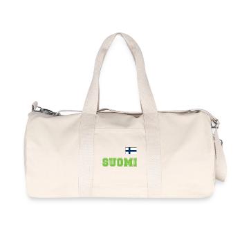FINNLAND - SUOMI Trikot Look - Flagge auf Brust - Recycelte Canvas-Sporttasche von Stanley/Stella - Naturweiß - Vorne