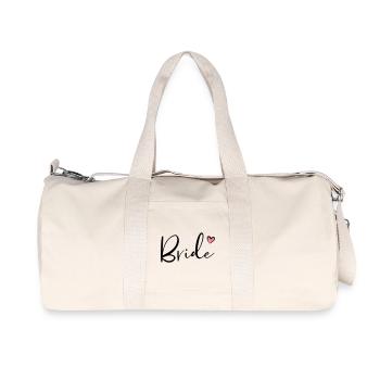 Cadeau de partie de poule coeur de mariée - Sac de sport en toile recyclée Stanley/Stella - blanc naturel - Devant