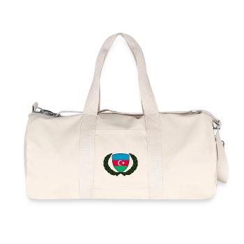 azerbaijan flag coat of arms logo azerbaijan - Recycled Canvas Sports Bag by Stanley/Stella - natural - Front