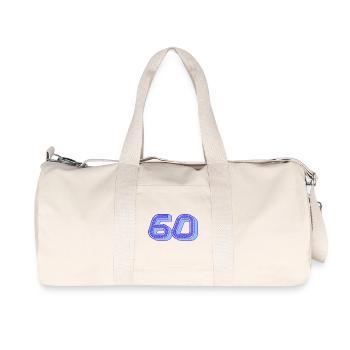 60. 60 JAHRE. 60-JÄHRIGES JUBILÄUM. 60. GEBURTSTAG. - Recycelte Canvas-Sporttasche von Stanley/Stella - Naturweiß - Vorne