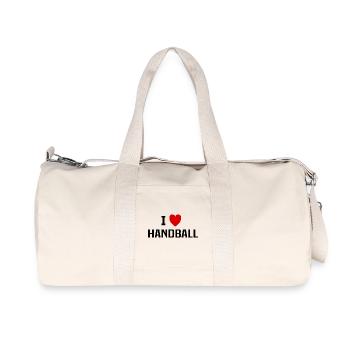 Ich liebe Handball - Recycelte Canvas-Sporttasche von Stanley/Stella - Naturweiß - Vorne