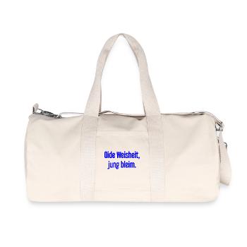 Oide Weisheit, jung bleim – Bavarian saying - Recycled Canvas Sports Bag by Stanley/Stella - natural - Front