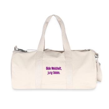 Oide Weisheit, jung bleim – Bavarian saying - Recycled Canvas Sports Bag by Stanley/Stella - natural - Front