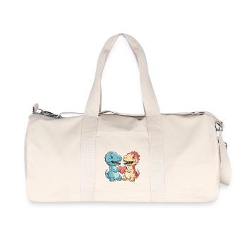 Dinosaur Love Couple - Recycled Canvas Sports Bag by Stanley/Stella - natural - Front