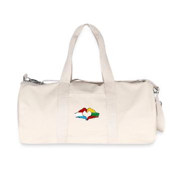 Luxembourg Lithuania Flag Hands Heart Shape Used - Recycled Canvas Sports Bag by Stanley/Stella - natural - Front