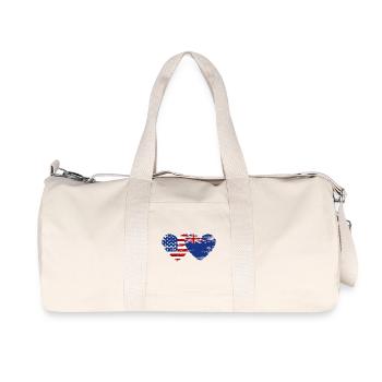 Drapeau des États-Unis de la Nouvelle-Zélande en forme de coeur utilisé - Sac de sport en toile recyclée Stanley/Stella - blanc naturel - Devant