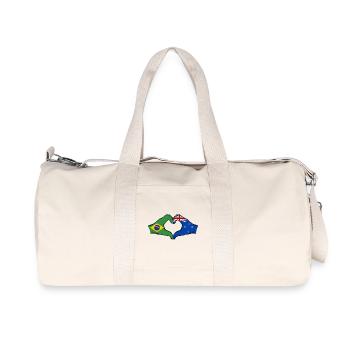Brésil Nouvelle-Zélande main coeur forme - Sac de sport en toile recyclée Stanley/Stella - blanc naturel - Devant