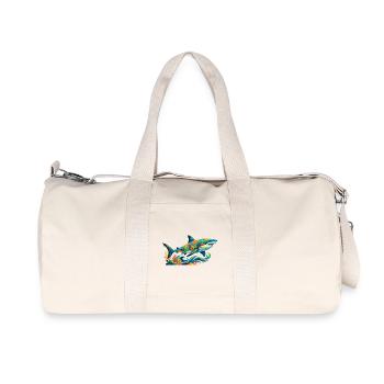 Bunter Unterwasser Farben Kunst Mosaik Hai Motiv - Recycelte Canvas-Sporttasche von Stanley/Stella - Naturweiß - Vorne