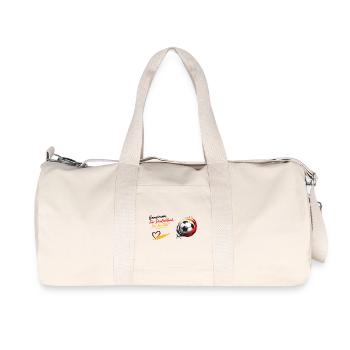 Gemeinsam Fußball Herzdesign - Recycelte Canvas-Sporttasche von Stanley/Stella - Naturweiß - Vorne