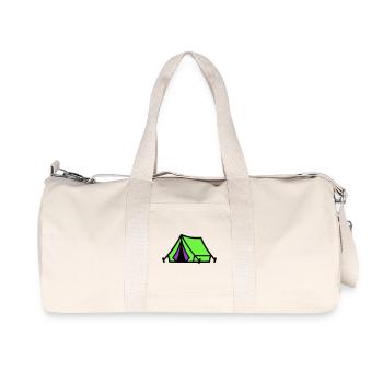 Icône du camping sous tente du festival - Sac de sport en toile recyclée Stanley/Stella - blanc naturel - Devant