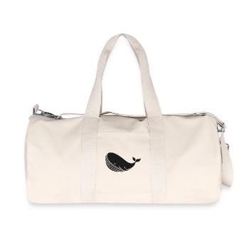 Wal Silhouette minimalistisches Meeresmotiv - Recycelte Canvas-Sporttasche von Stanley/Stella - Naturweiß - Vorne