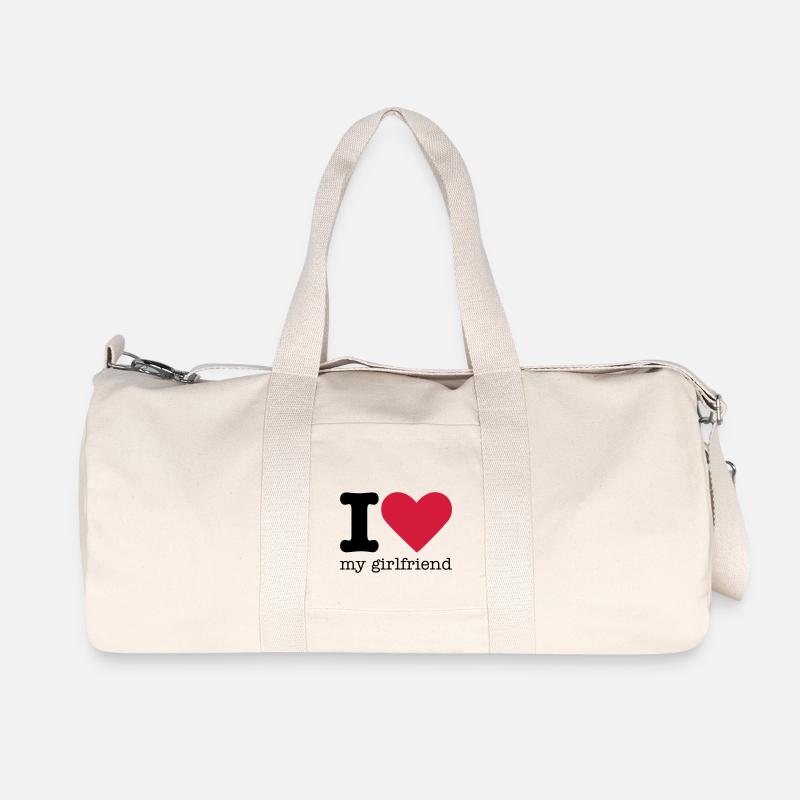 I Love My Girlfriend - Recycelte Canvas-Sporttasche von Stanley/Stella - Naturweiß