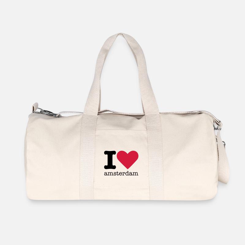 I Love Amsterdam - Recycelte Canvas-Sporttasche von Stanley/Stella - Naturweiß