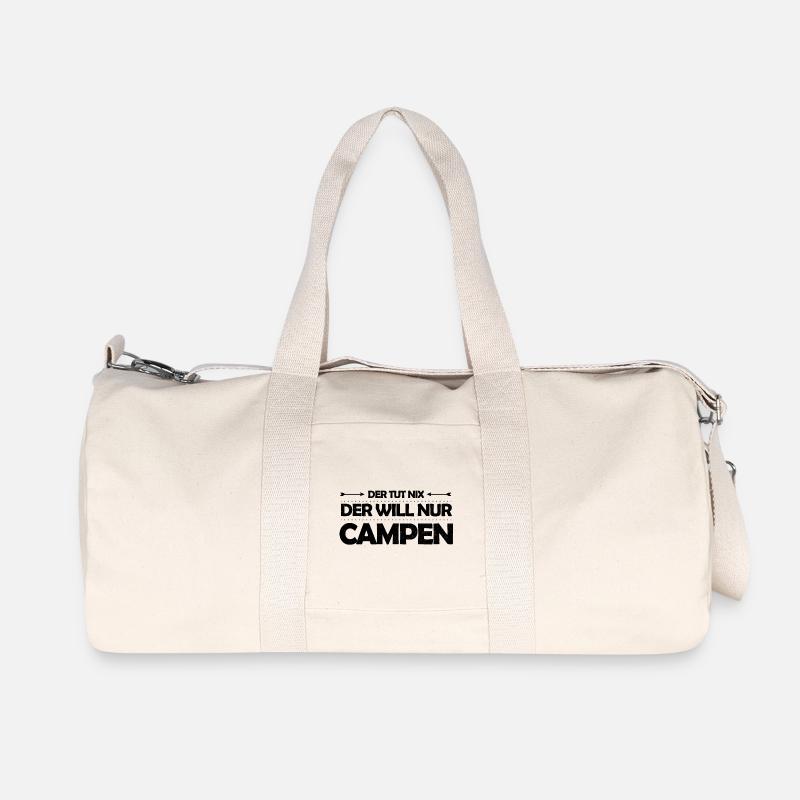 Der tut nix – der will nur campen Camping Spruch - Recycelte Canvas-Sporttasche von Stanley/Stella - Naturweiß