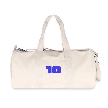 10. 10 JAHRE. 10. Jahrestag. JUBILÄUM 10 JAHRE. - Recycelte Canvas-Sporttasche von Stanley/Stella - Naturweiß - Vorne