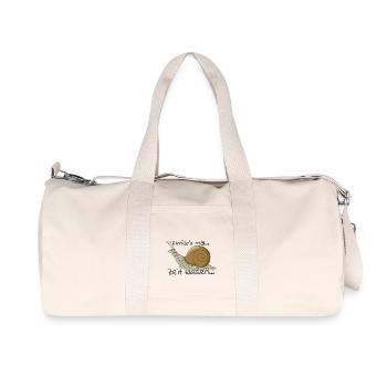 Schnecke "einfach mal Zeit lassen..." - Recycelte Canvas-Sporttasche von Stanley/Stella - Naturweiß - Vorne